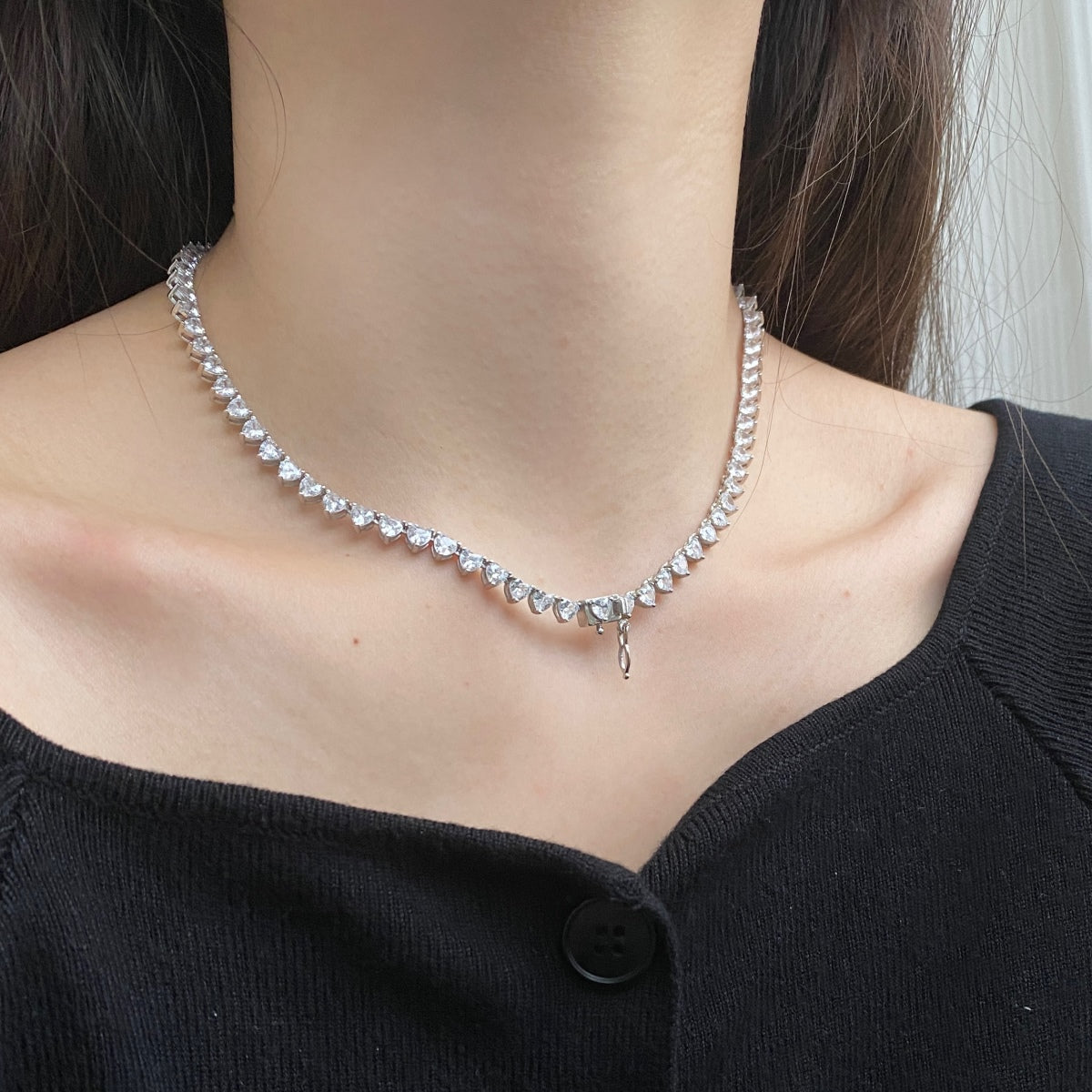 [Oramore Jewelry]Ornate Heart Cut Tennis Necklace