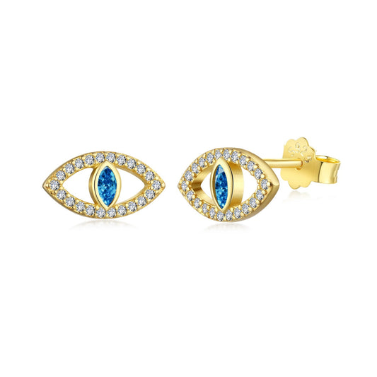 [Oramore Jewelry]Blue Devil Eyes Hollow Stud Earrings