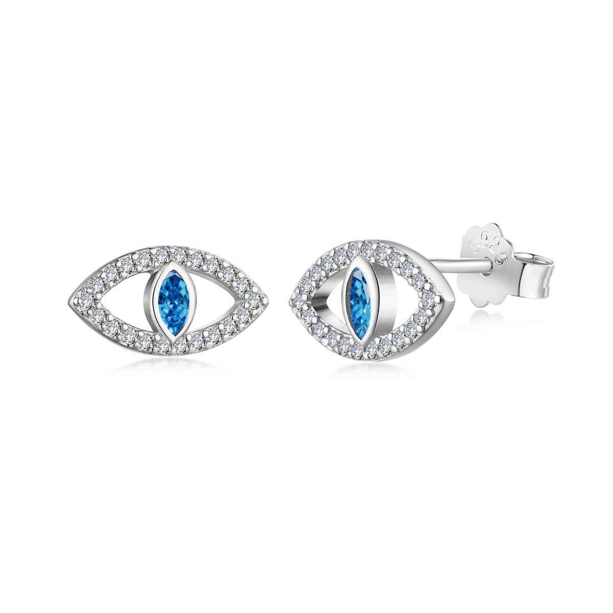 [Oramore Jewelry]Blue Devil Eyes Hollow Stud Earrings