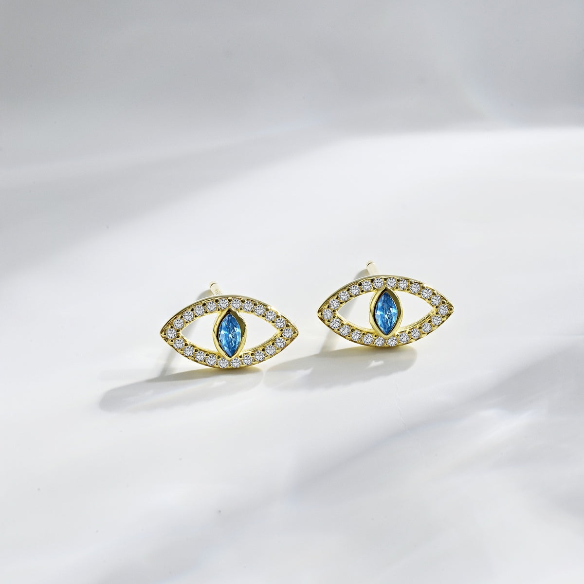 [Oramore Jewelry]Blue Devil Eyes Hollow Stud Earrings