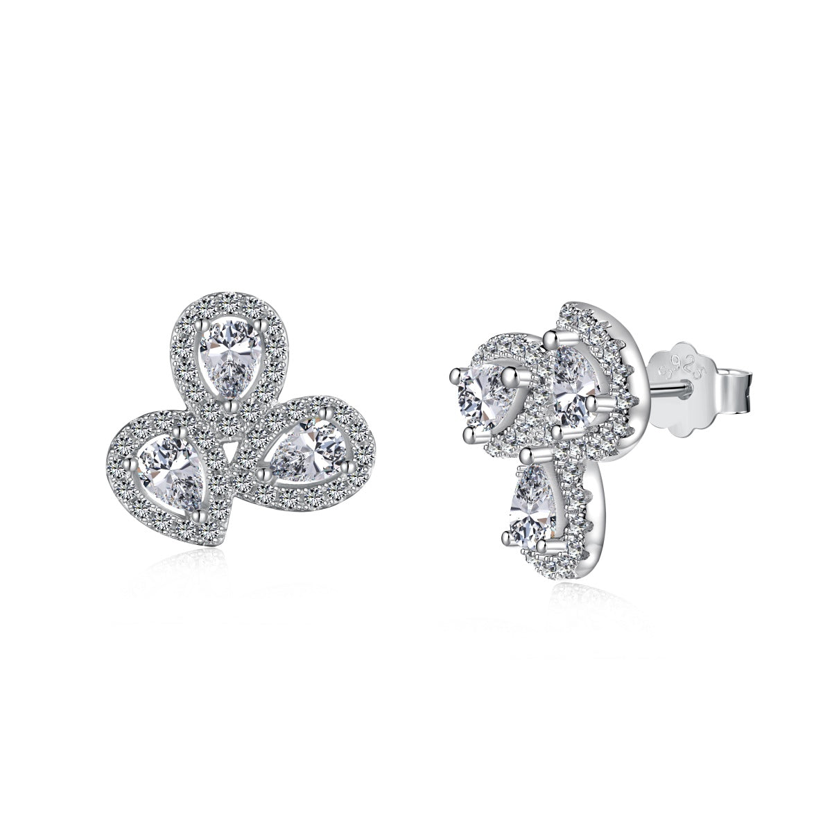 [Oramore Jewelry]Ornate Flower Shape Pear Cut Lover Earrings