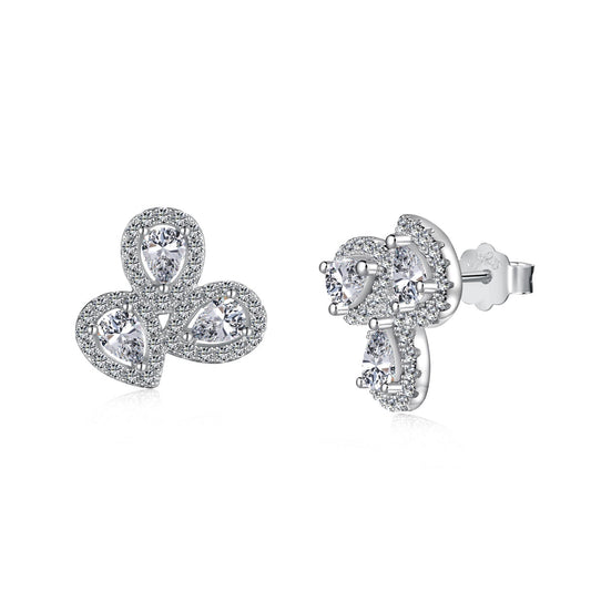 [Oramore Jewelry]Ornate Flower Shape Pear Cut Lover Earrings