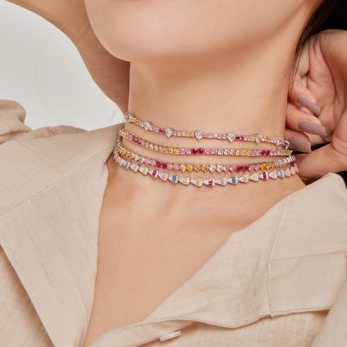 [Oramore Jewelry]Radiant Colorful Rainbow Necklace