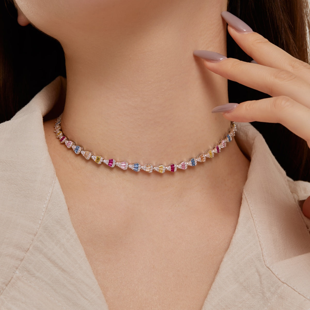 [Oramore Jewelry]Radiant Colorful Rainbow Necklace