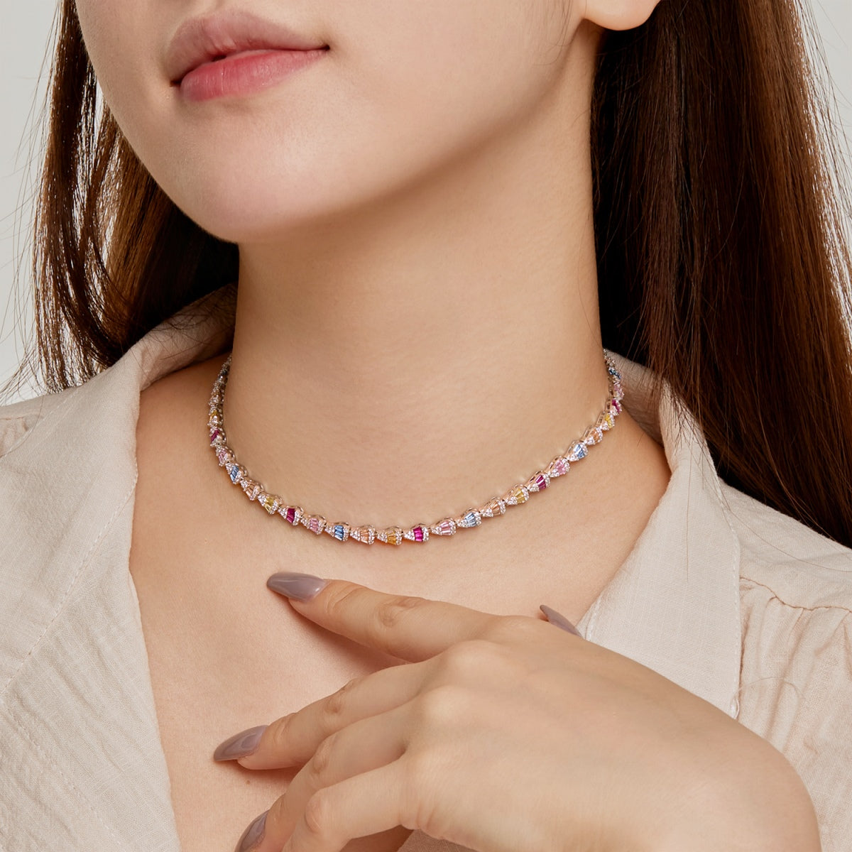 [Oramore Jewelry]Radiant Colorful Rainbow Necklace
