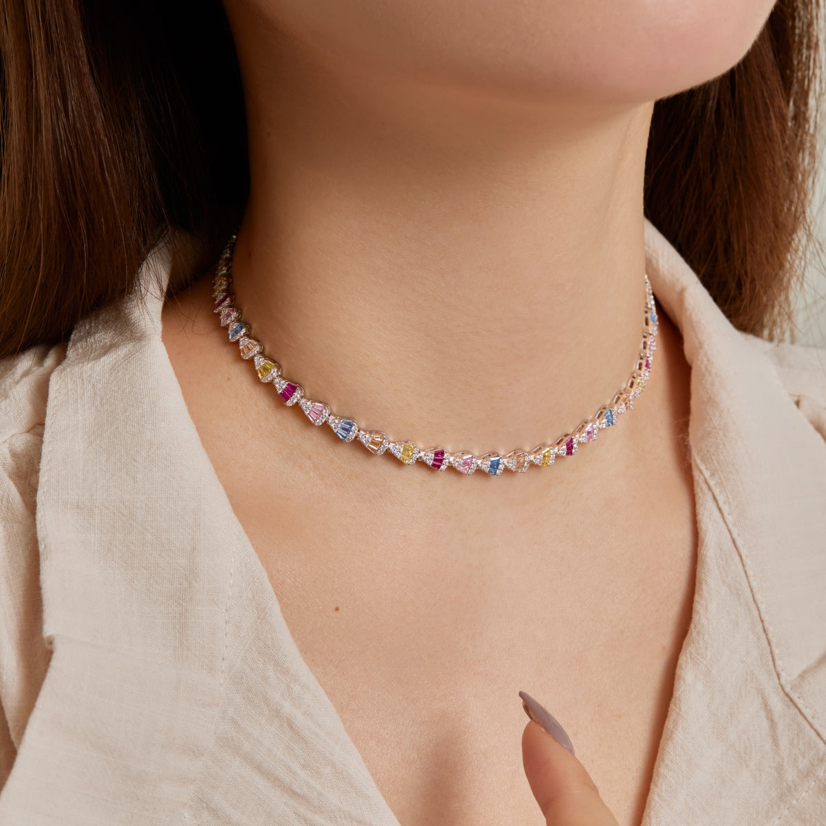 [Oramore Jewelry]Radiant Colorful Rainbow Necklace
