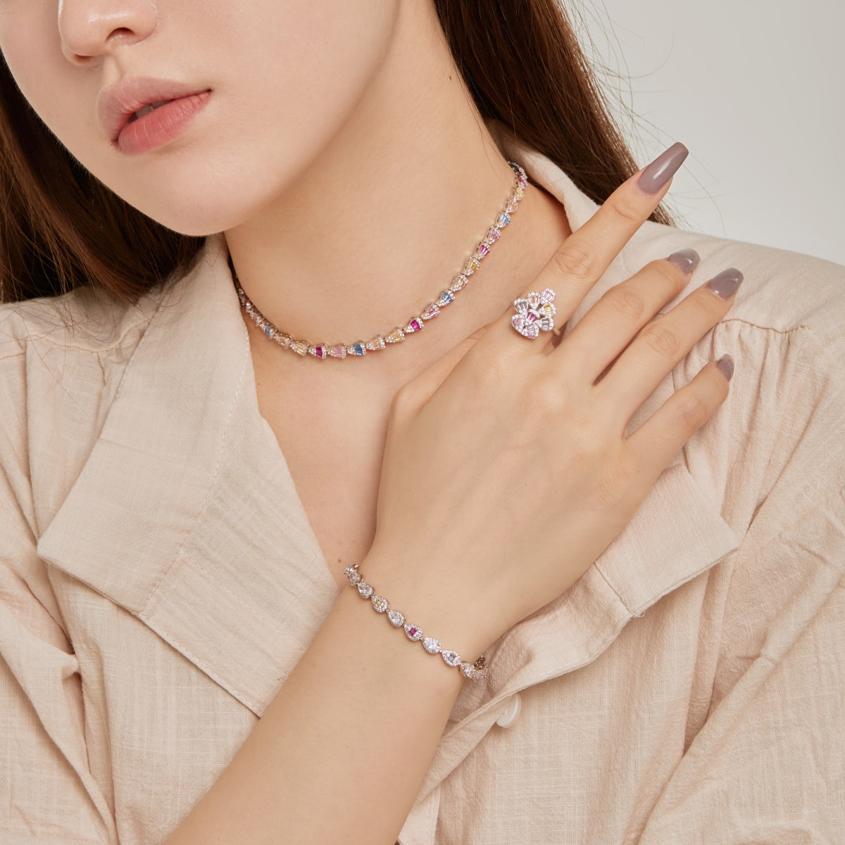 [Oramore Jewelry]Radiant Colorful Rainbow Necklace