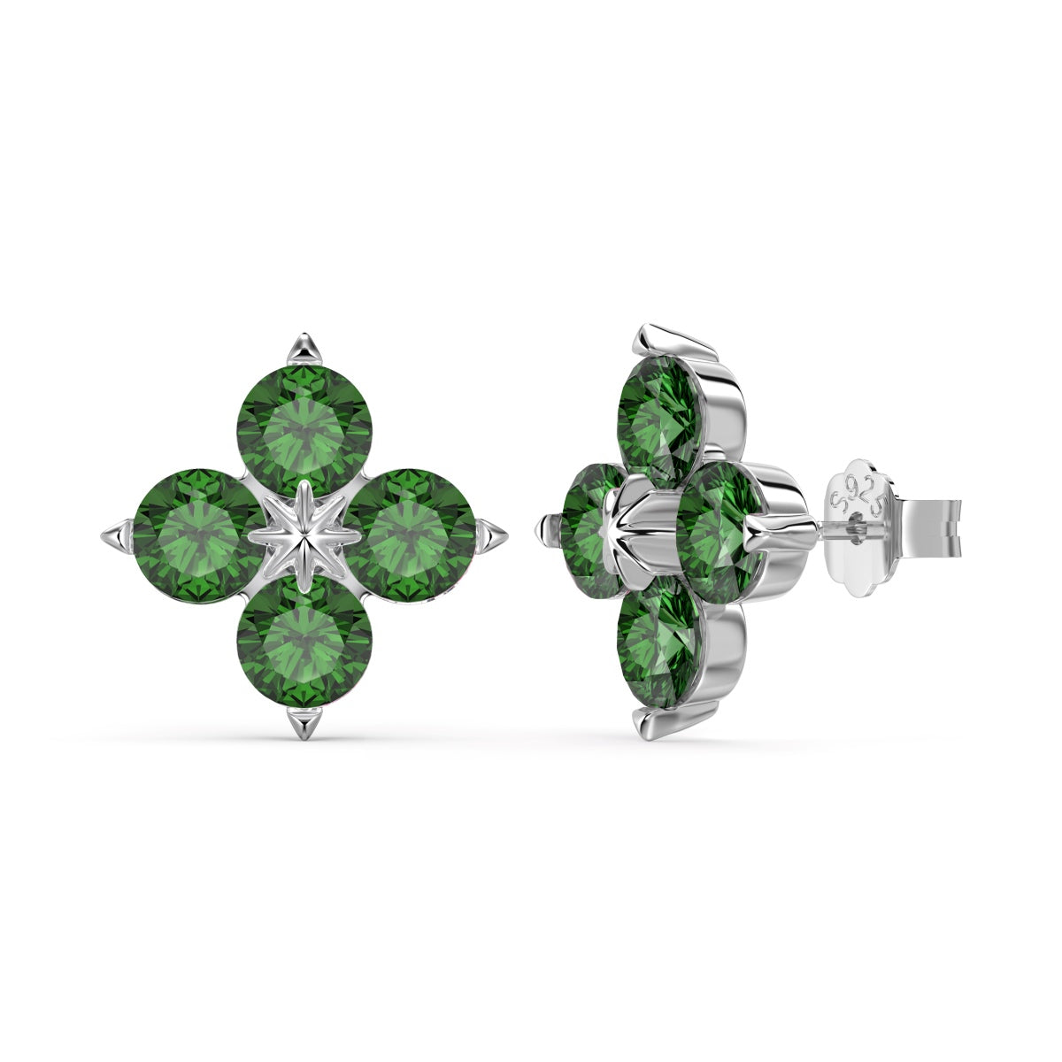 [Oramore Jewelry]Four-Leaf Clover Eight-Pointed Star Earrings
