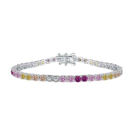 [Oramore Jewelry]Radiant Colorful Round Cut Tennis Bracelet