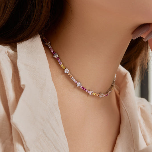 [Oramore Jewelry]Delicate Colorful Rainbow Tennis Chain