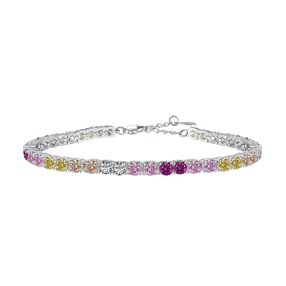[Oramore Jewelry]Radiant Colorful Round Cut Tennis Bracelet