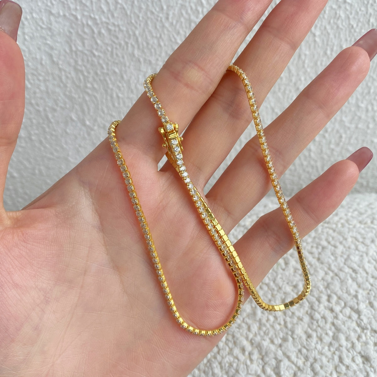 [Oramore Jewelry]Delicate Round Shape Tennis Necklace