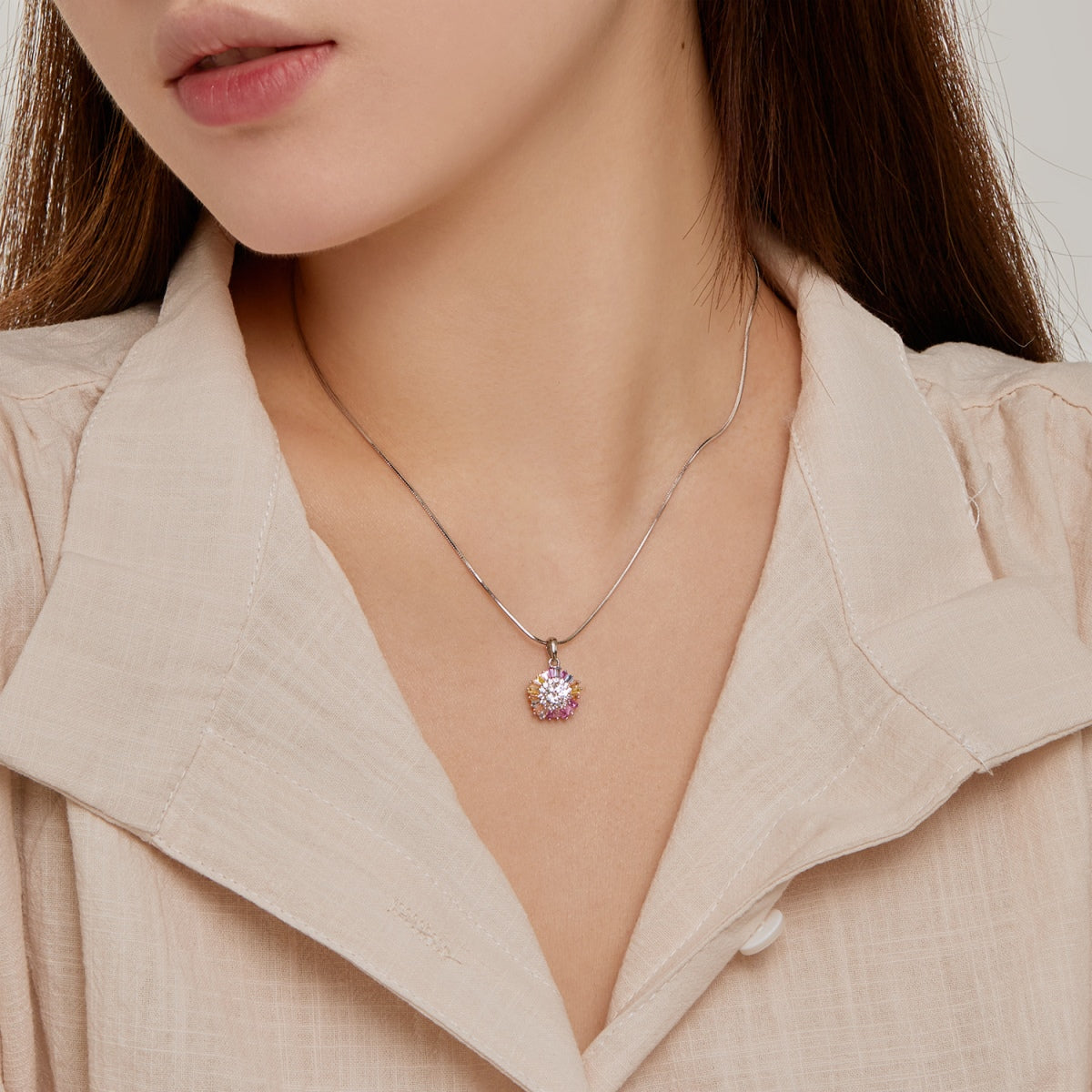 [Oramore Jewelry]Charming Flower Colorful Necklace