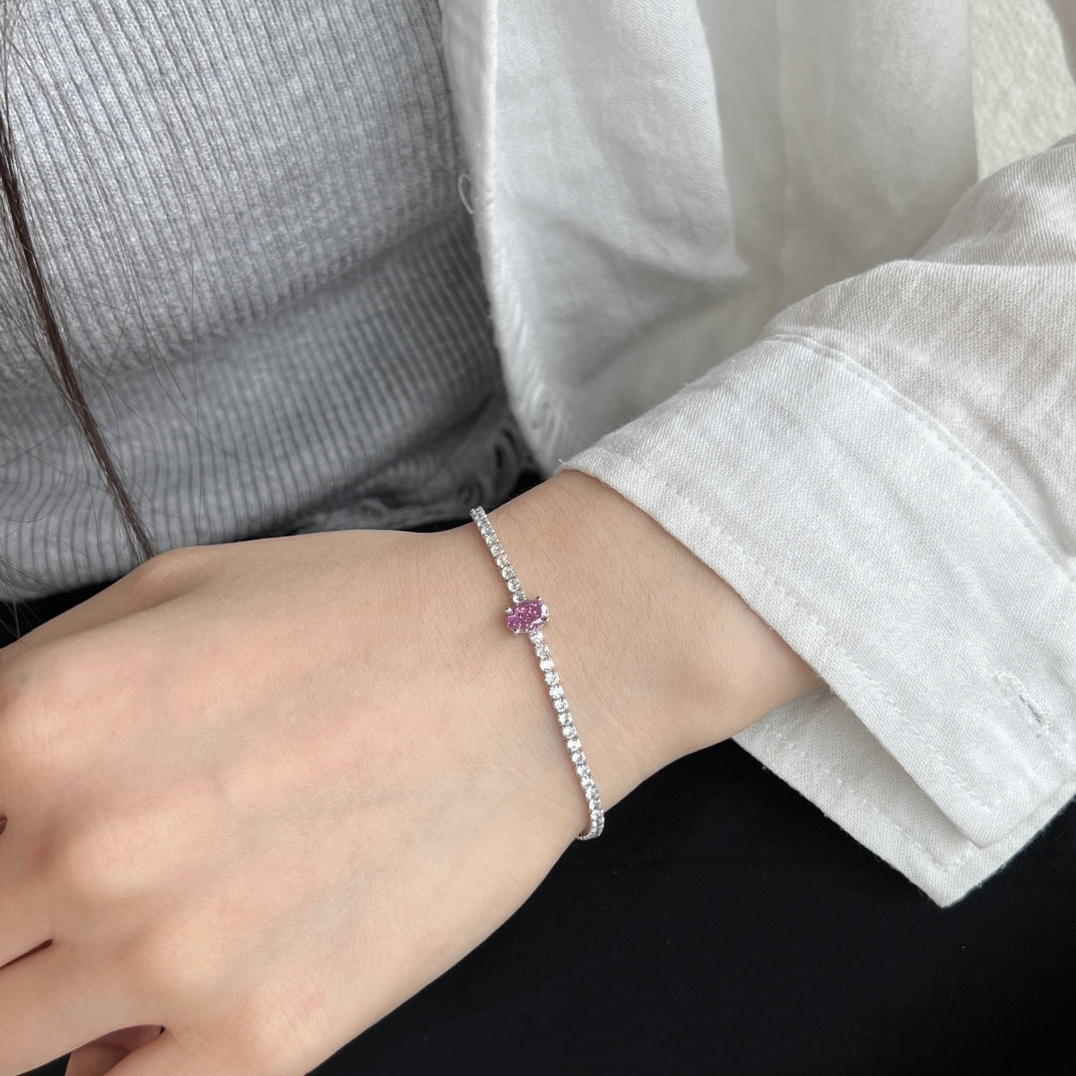 [Oramore Jewelry]0.75 Carat Exquisite Oval Cut Daily Bracelet