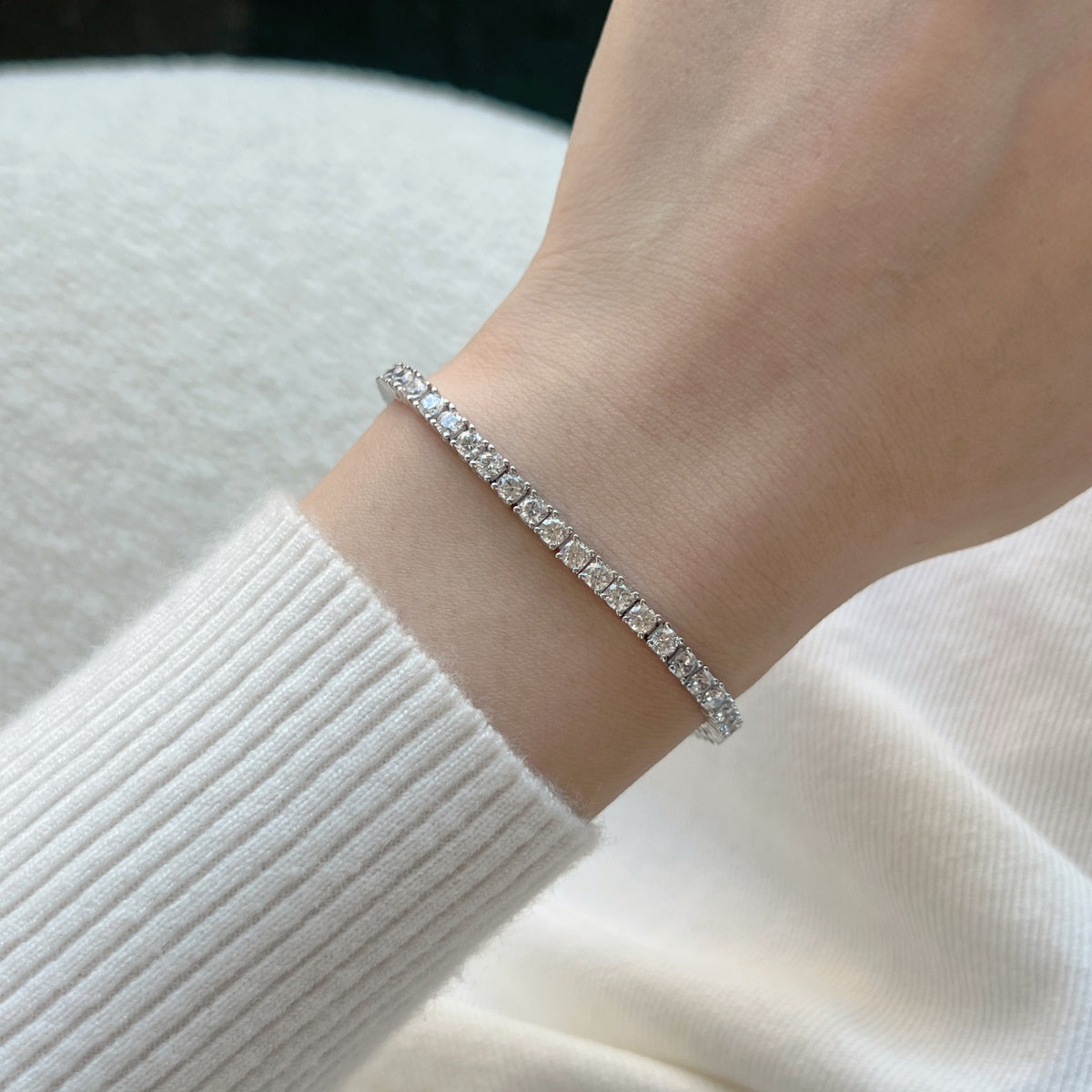 [Oramore Jewelry]Dainty Charming Round Cut Tennis Bracelet