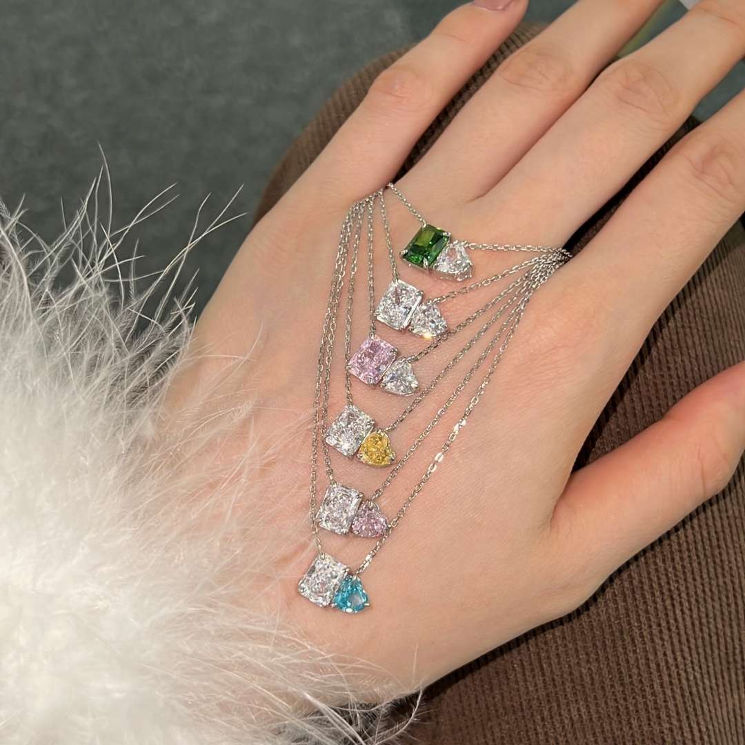 [Oramore Jewelry]Dazzling Square & Heart Shape Necklace