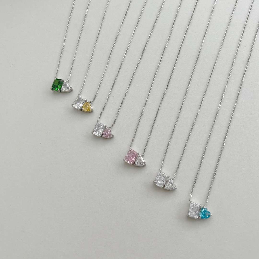 [Oramore Jewelry]Dazzling Square & Heart Shape Necklace