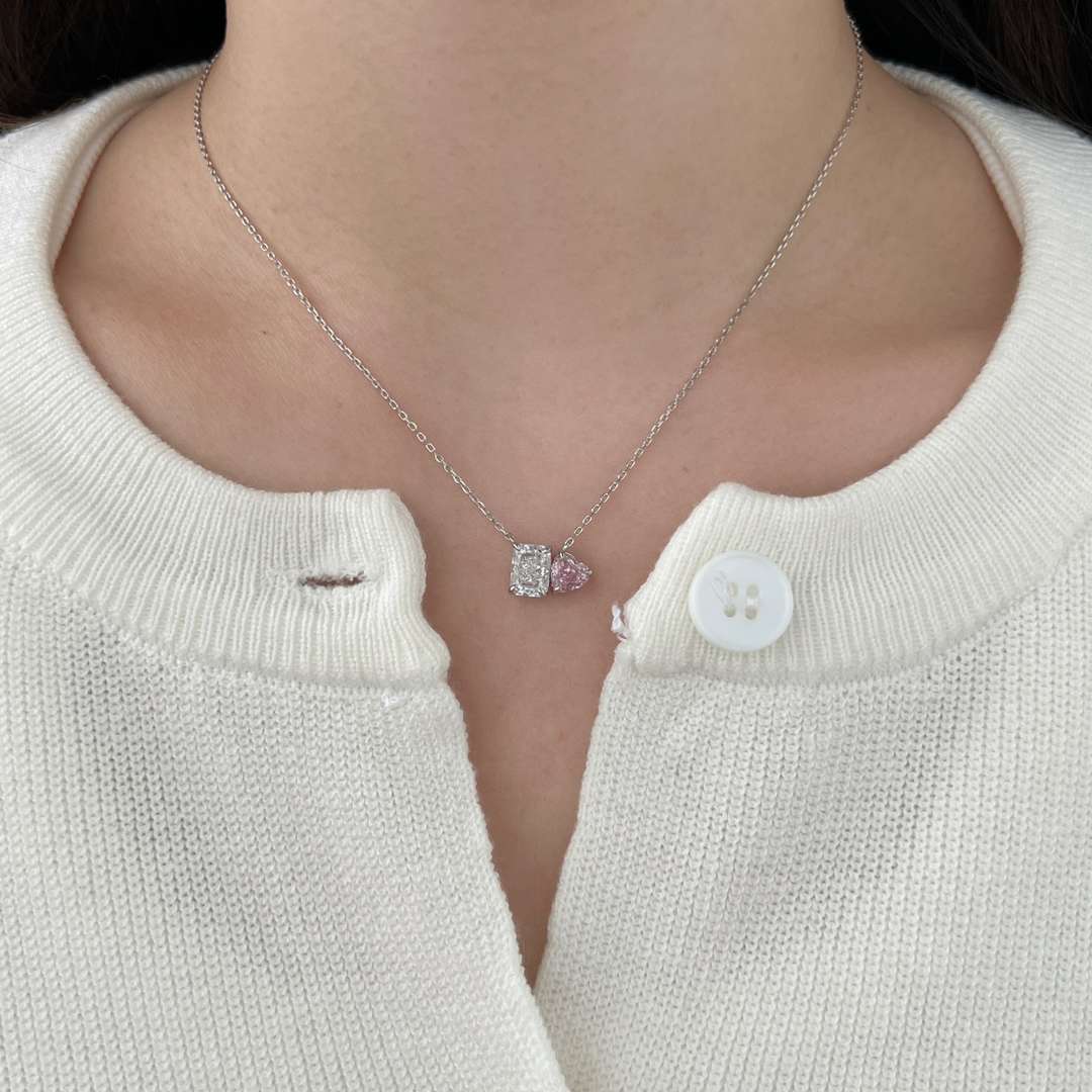 [Oramore Jewelry]Dazzling Square & Heart Shape Necklace