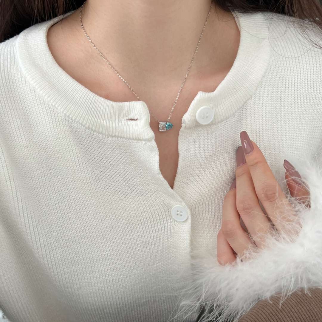 [Oramore Jewelry]Dazzling Square & Heart Shape Necklace