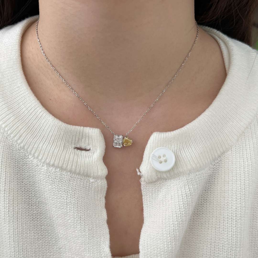 [Oramore Jewelry]Dazzling Square & Heart Shape Necklace