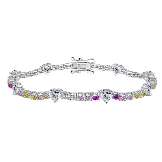 [Oramore Jewelry]Romantic Heart Shape Round Cut Lover Bracelet