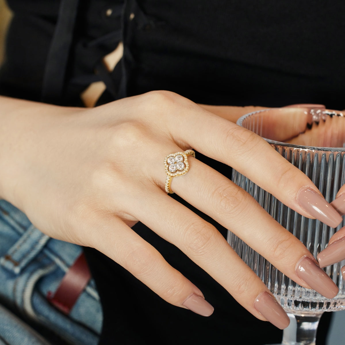 [Oramore Jewelry]Four Leaf Clover Flower Design Ring