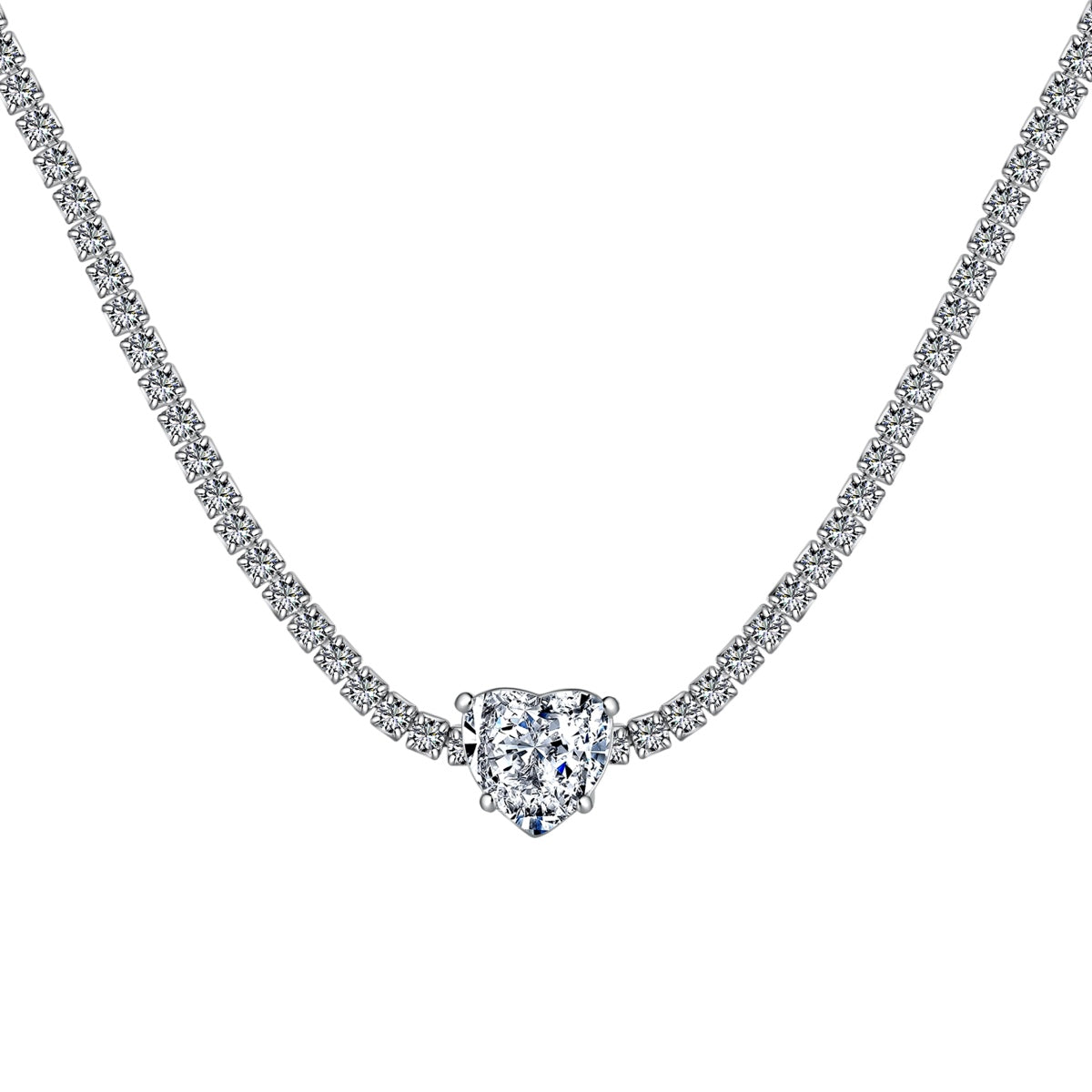 [Oramore Jewelry]2.0 Carat Sparkling Tennis Heart Cut Necklace