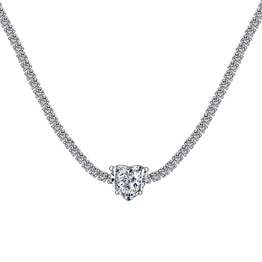[Oramore Jewelry]2.0 Carat Sparkling Tennis Heart Cut Necklace