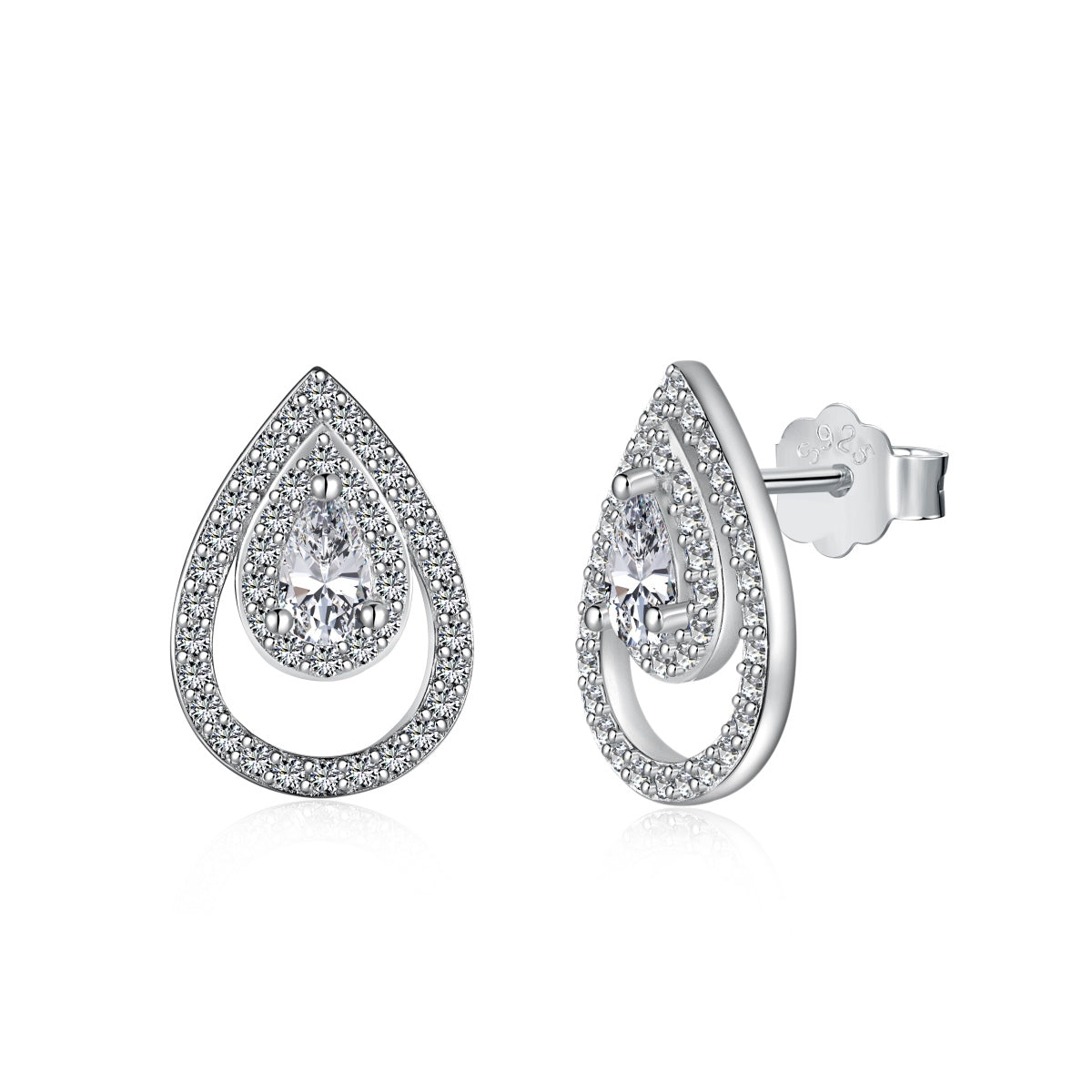 [Oramore Jewelry]Sparkling Delicate Water Drop Shape Daily Earrings