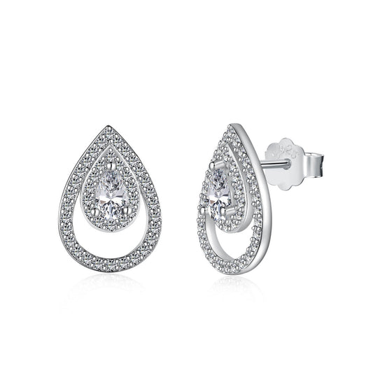 [Oramore Jewelry]Sparkling Delicate Water Drop Shape Daily Earrings
