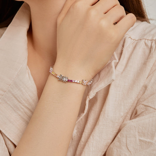 [Oramore Jewelry]Ornate Colorful Butterfly Shape Round Cut Daily Bracelet