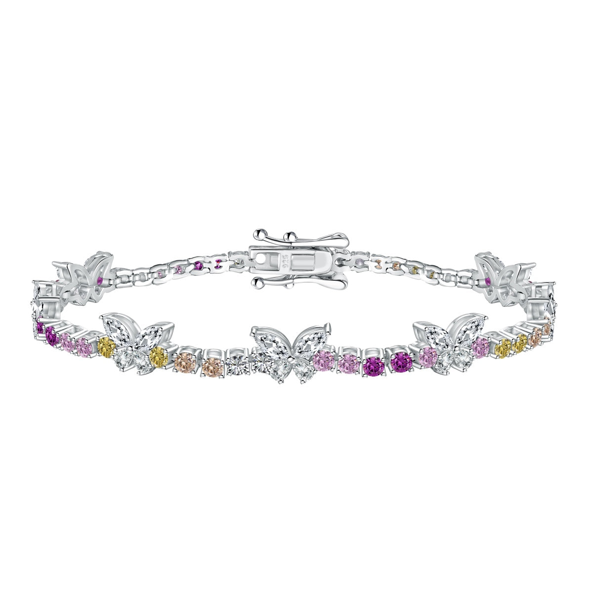 [Oramore Jewelry]Ornate Colorful Butterfly Shape Round Cut Daily Bracelet