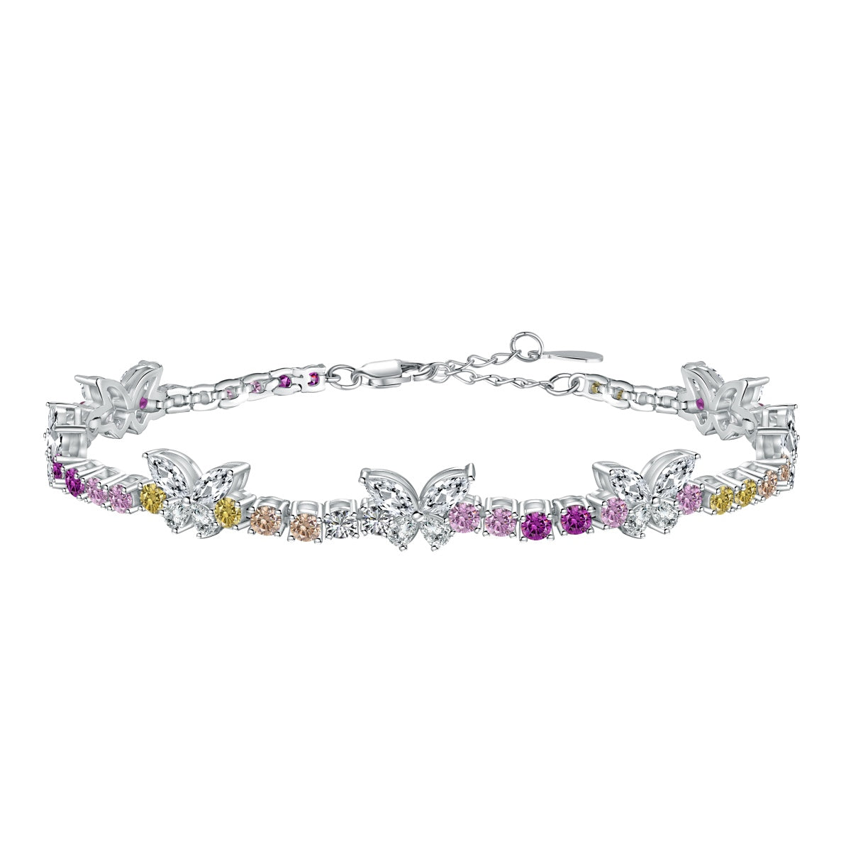 [Oramore Jewelry]Ornate Colorful Butterfly Shape Round Cut Daily Bracelet