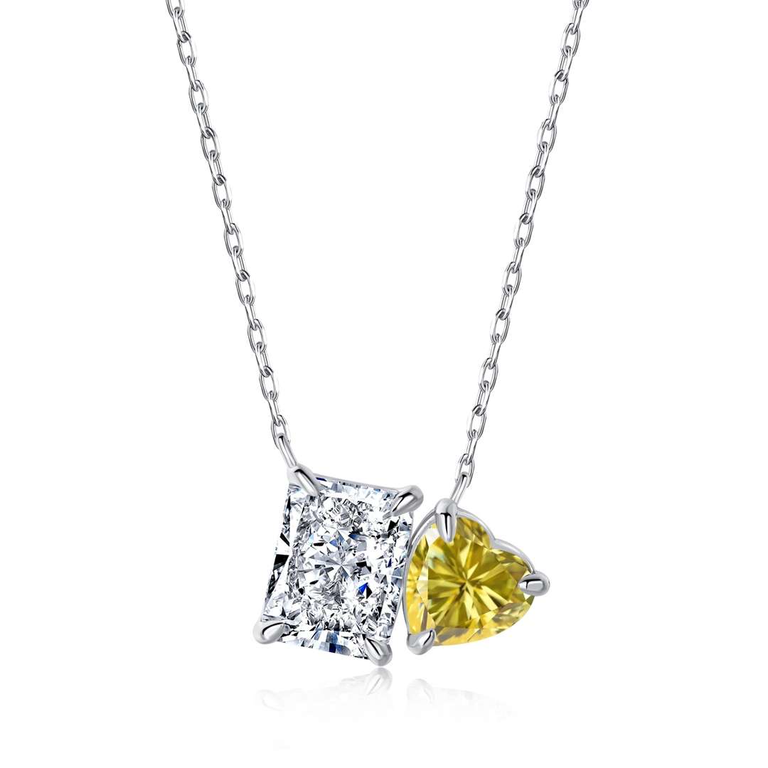 [Oramore Jewelry]Dazzling Square & Heart Shape Necklace