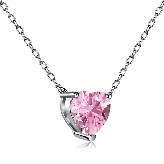 [Oramore Jewelry]Heart Shape Main Stone Pendant Collarbone Necklace