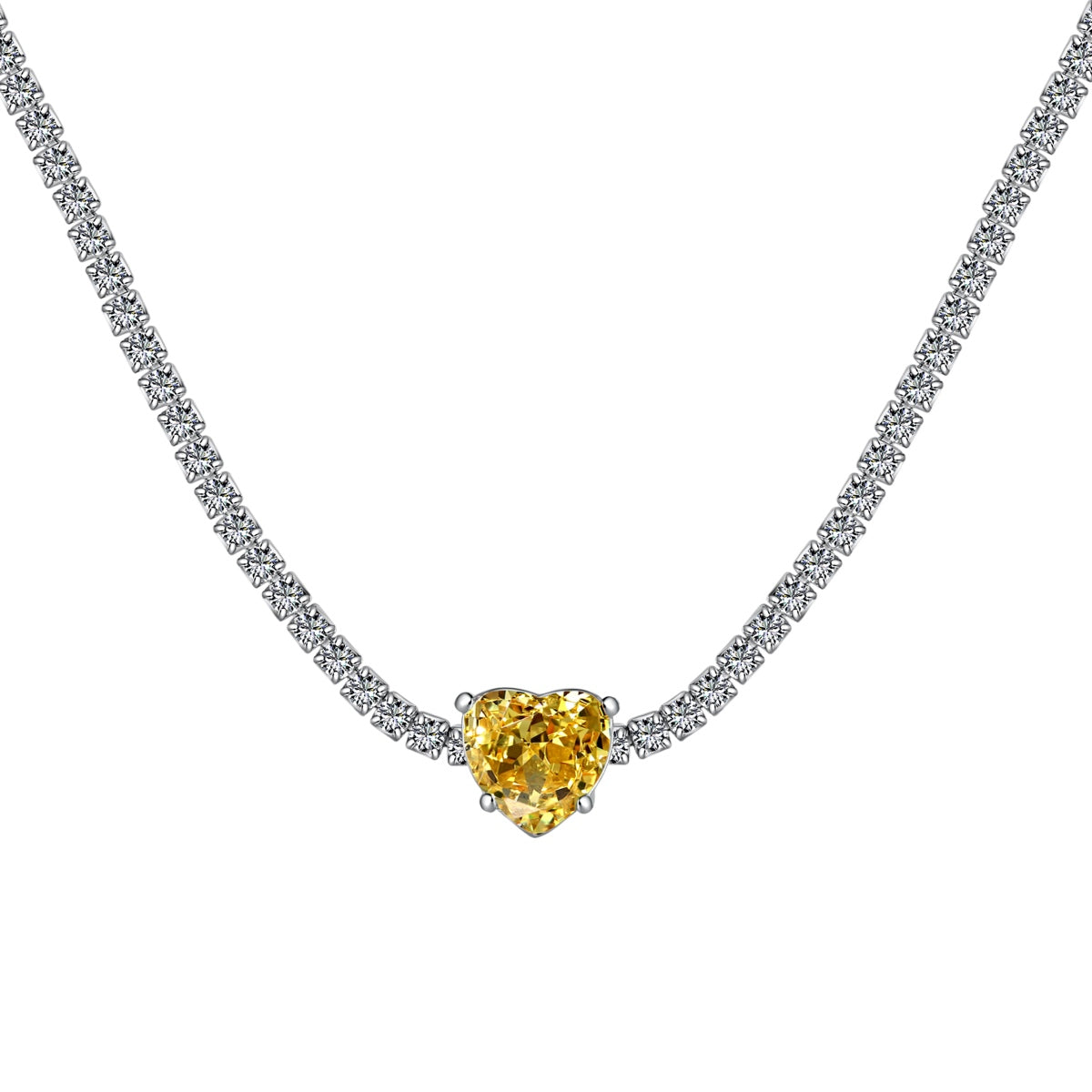 [Oramore Jewelry]2.0 Carat Sparkling Tennis Heart Cut Necklace