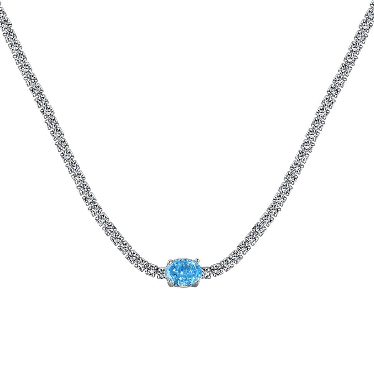 [Oramore Jewelry]1.0 Carat Shining Oval Cut Necklace