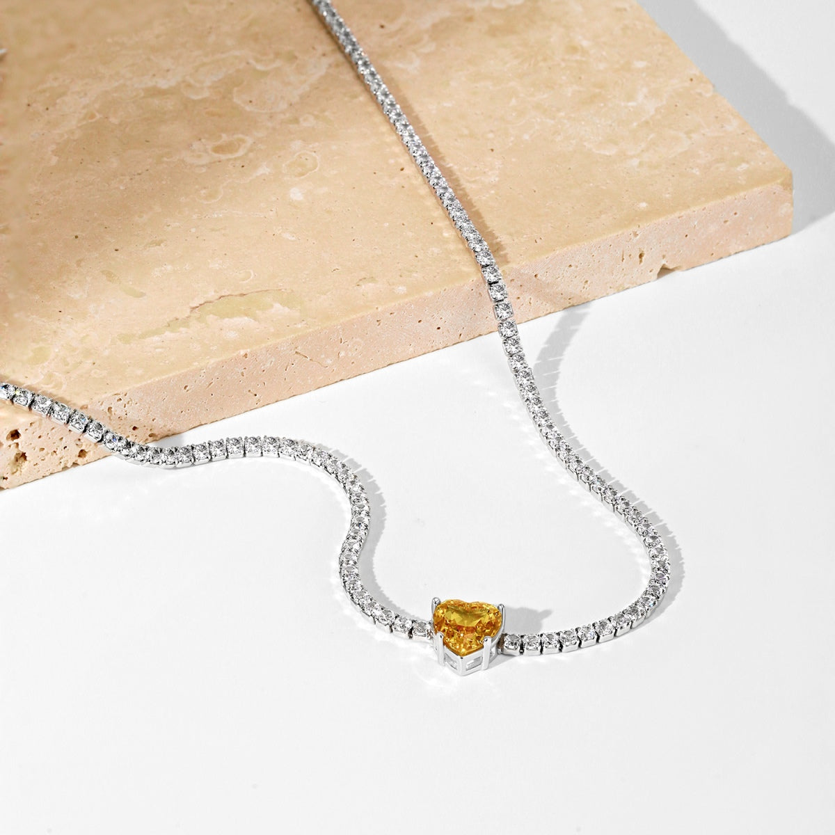 [Oramore Jewelry]2.0 Carat Sparkling Tennis Heart Cut Necklace
