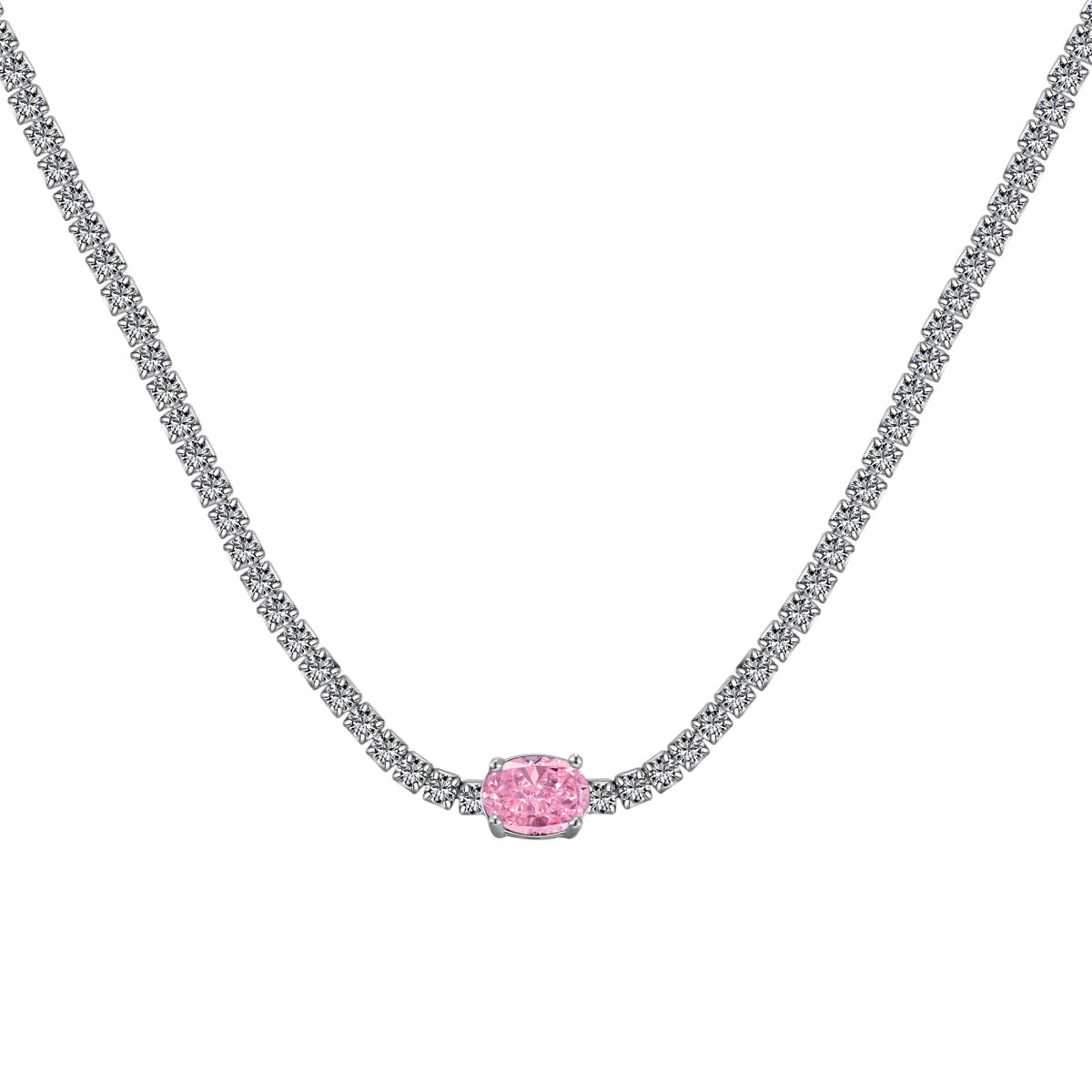 [Oramore Jewelry]1.0 Carat Shining Oval Cut Necklace