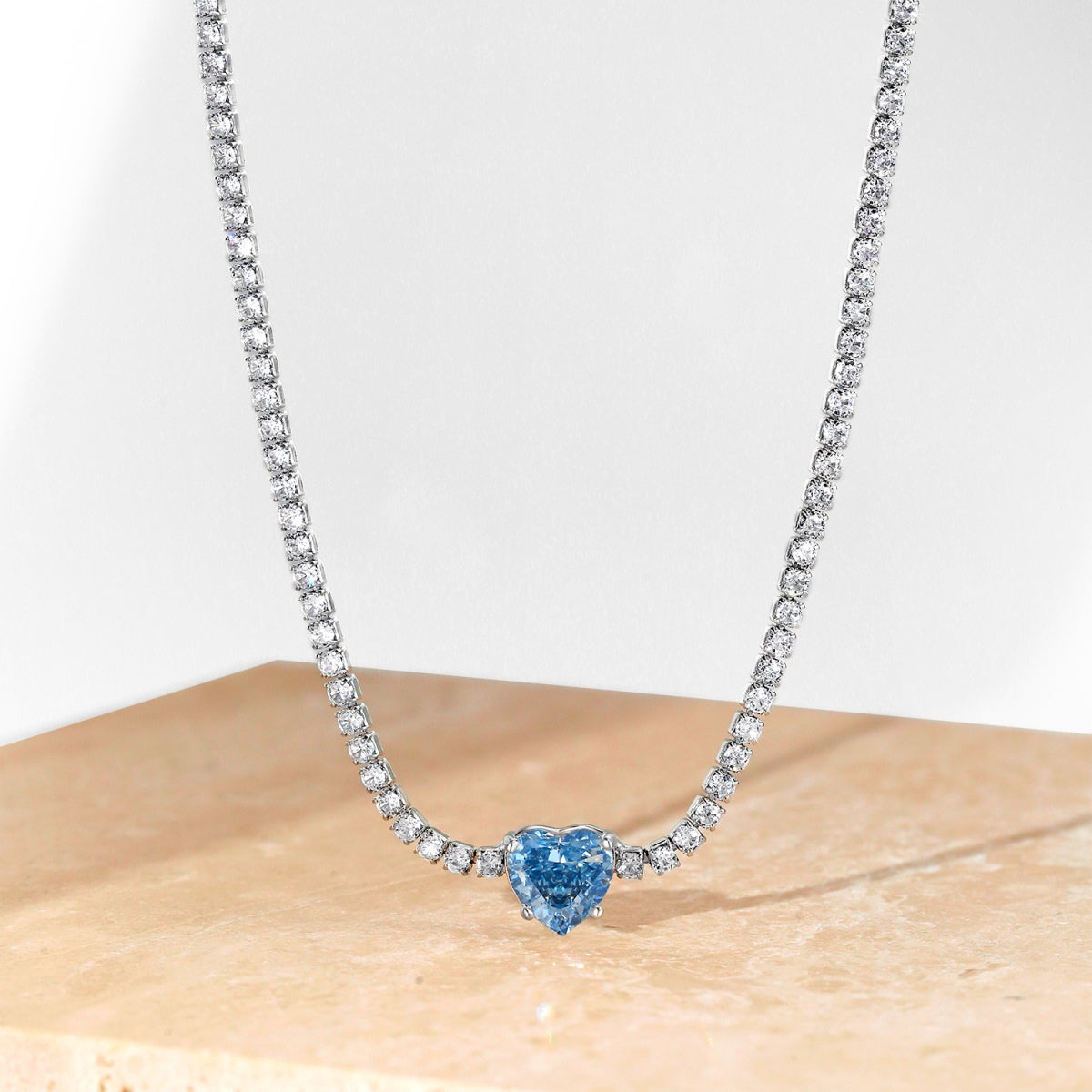 [Oramore Jewelry]2.0 Carat Sparkling Tennis Heart Cut Necklace