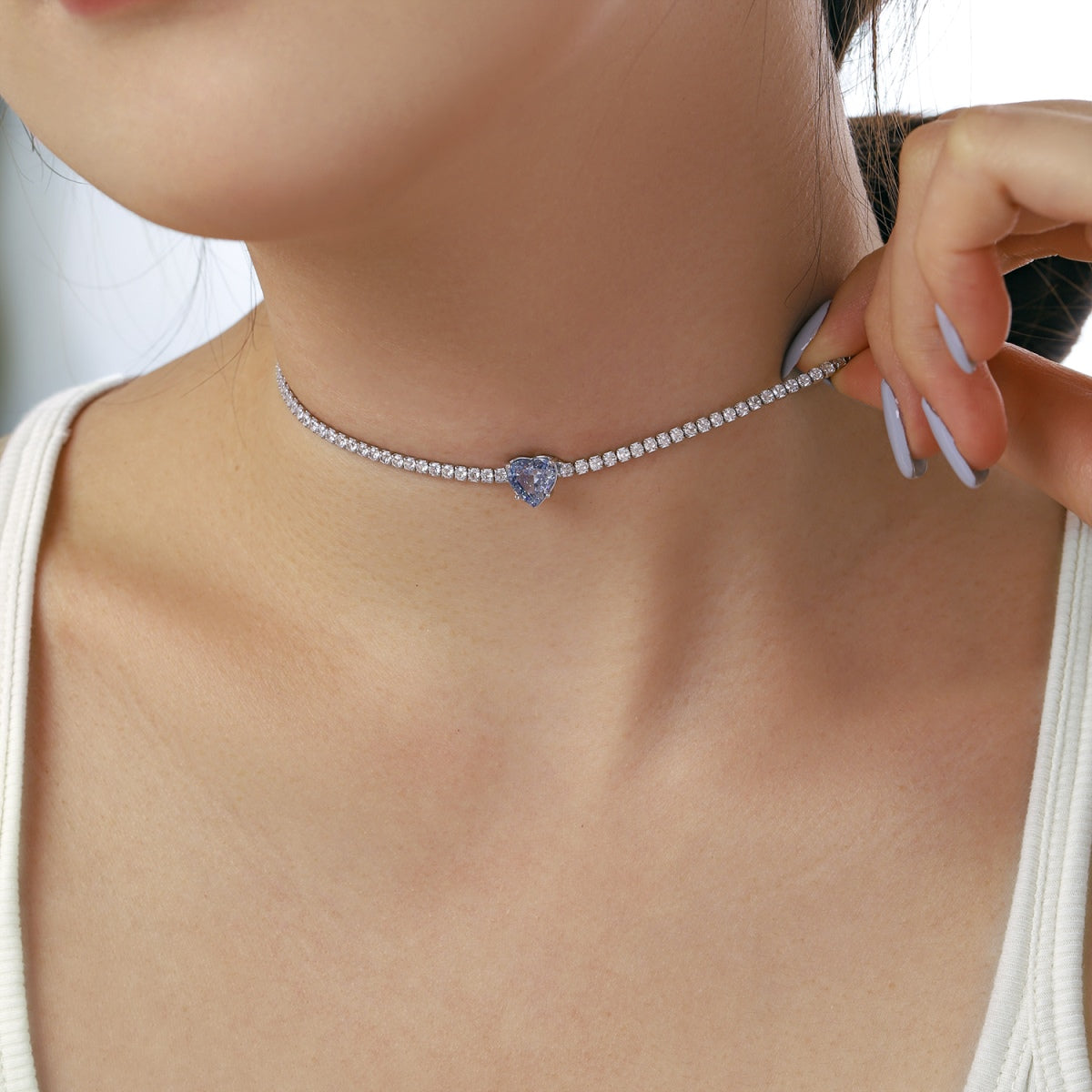 [Oramore Jewelry]2.0 Carat Sparkling Tennis Heart Cut Necklace