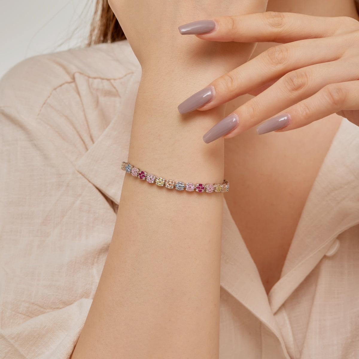 [Oramore Jewelry]Delicate Colorful Emerald Cut Daily Bracelet