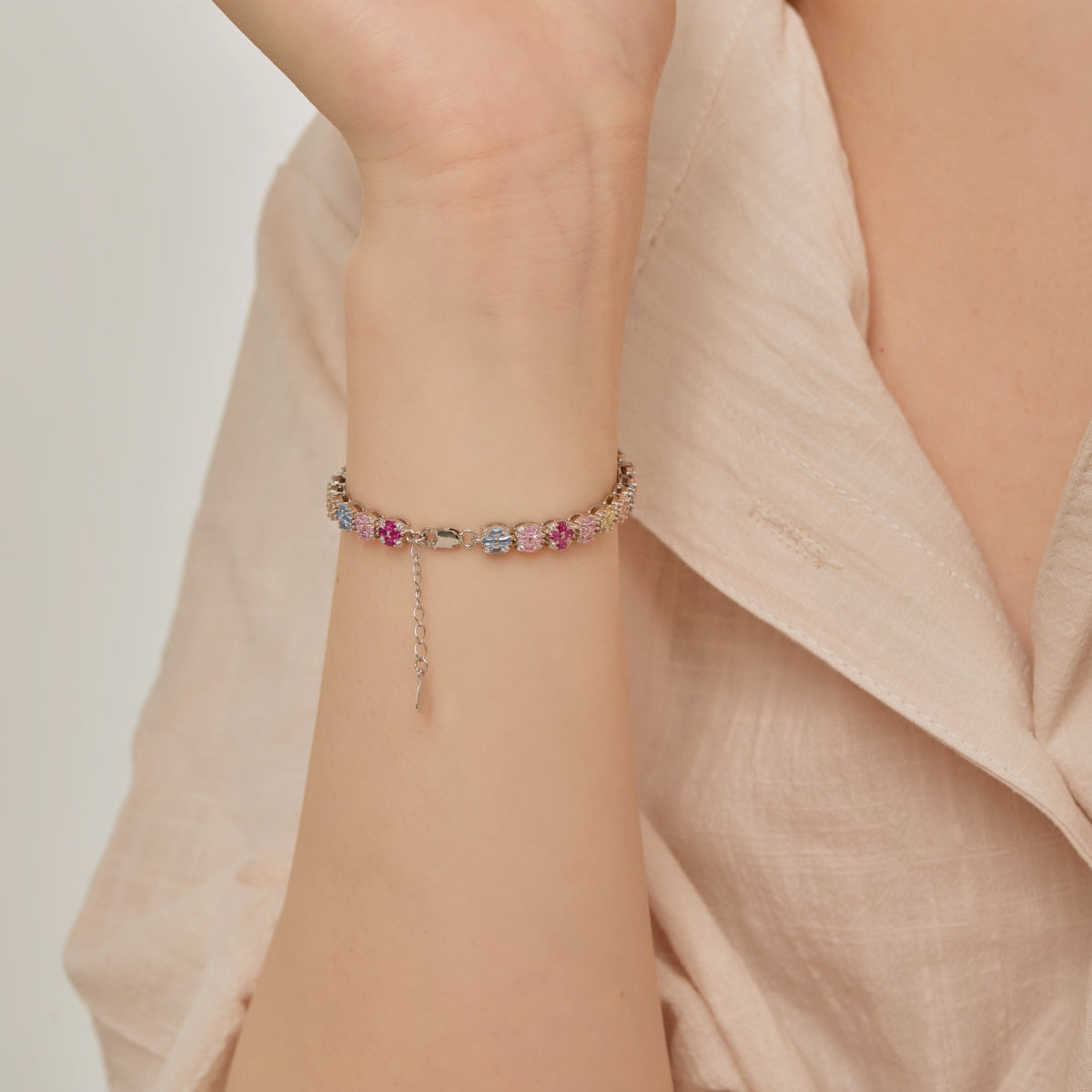 [Oramore Jewelry]Delicate Colorful Emerald Cut Daily Bracelet