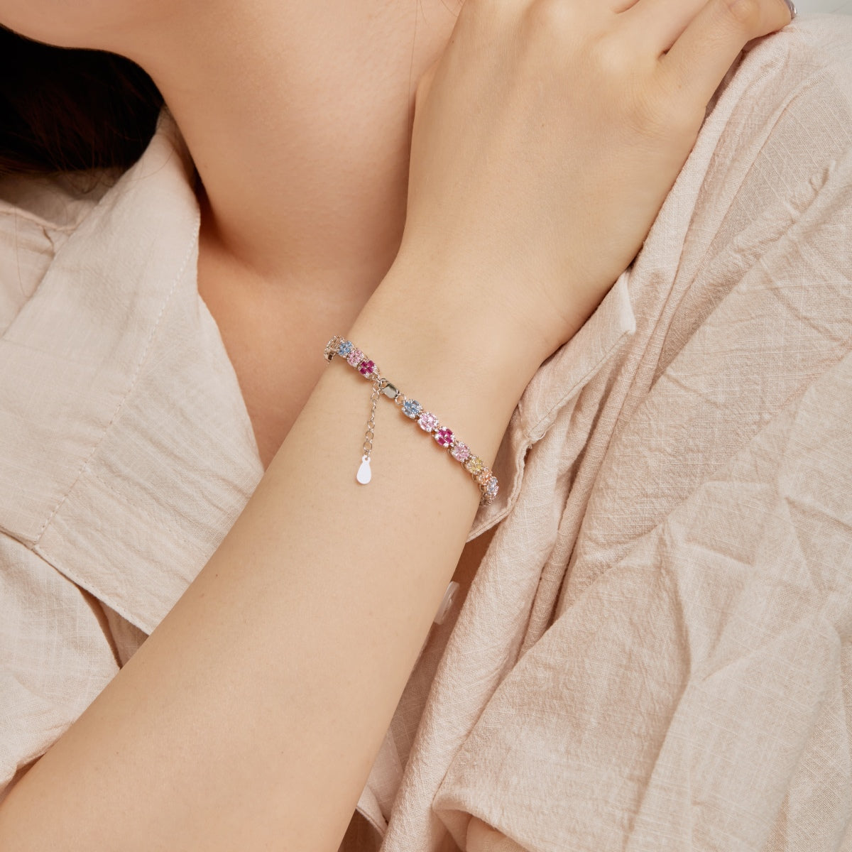 [Oramore Jewelry]Delicate Colorful Emerald Cut Daily Bracelet