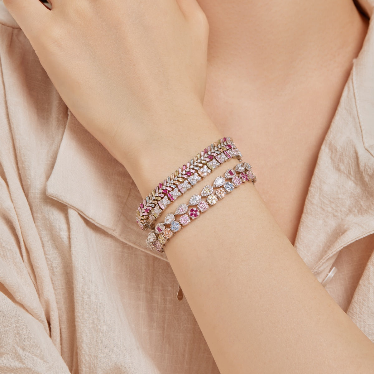[Oramore Jewelry]0.25 Carat Radiant Water Drop Shape Daily Bracelet