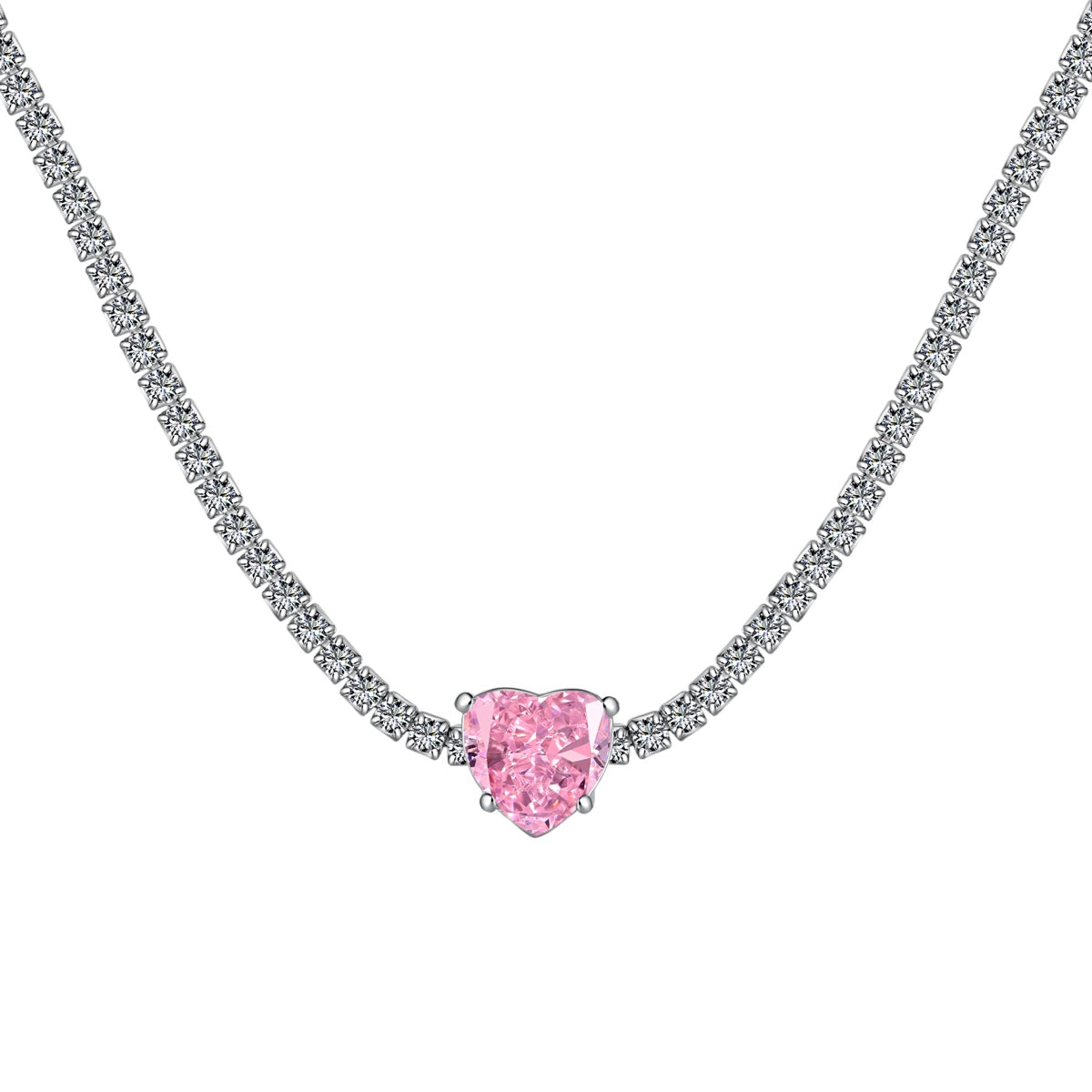 [Oramore Jewelry]2.0 Carat Sparkling Tennis Heart Cut Necklace