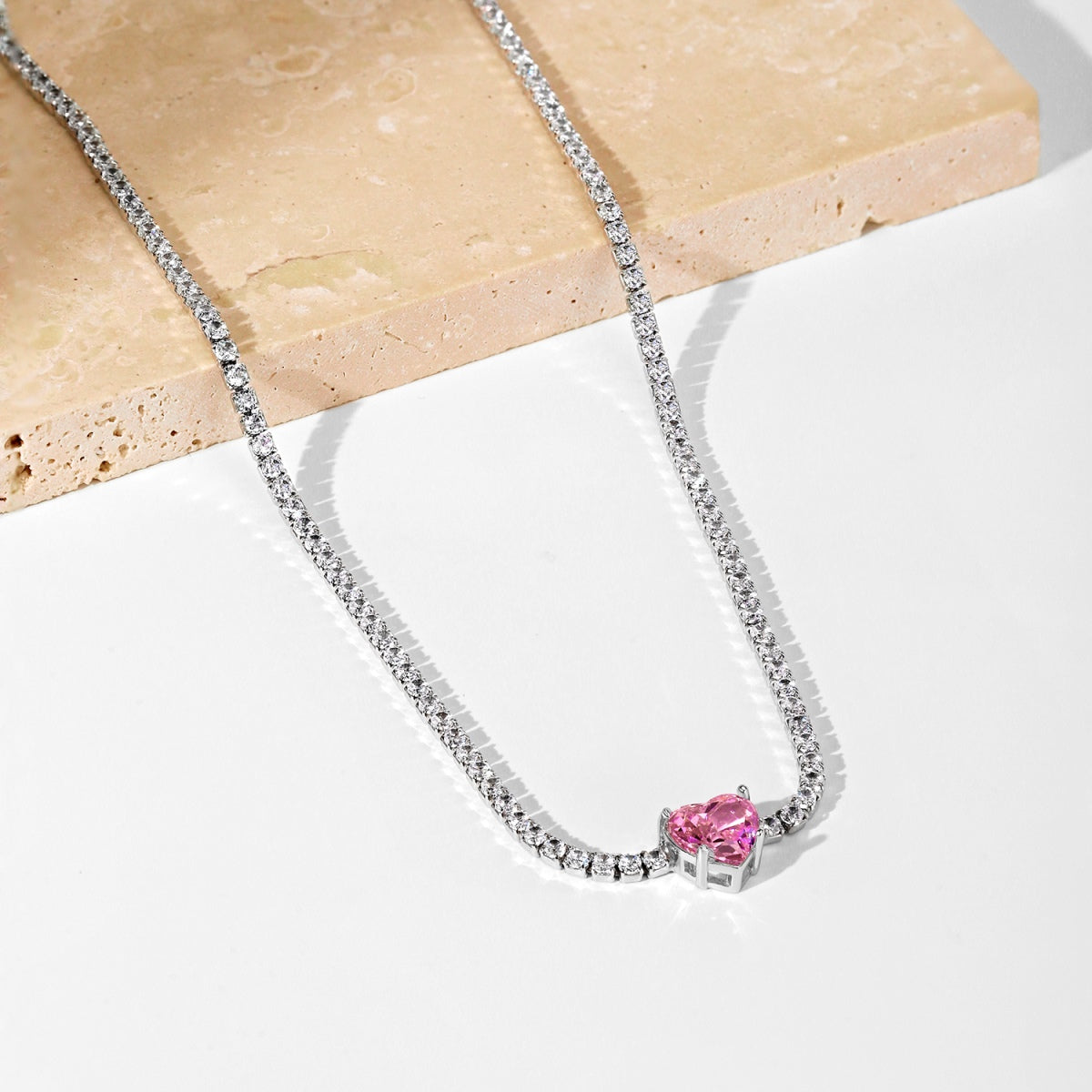 [Oramore Jewelry]2.0 Carat Sparkling Tennis Heart Cut Necklace