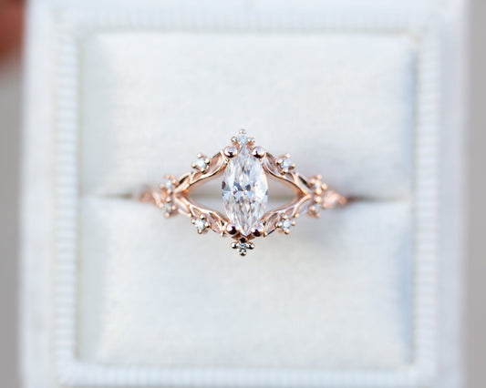 [Oramore Jewelry]Briar rose with marquise moissanite