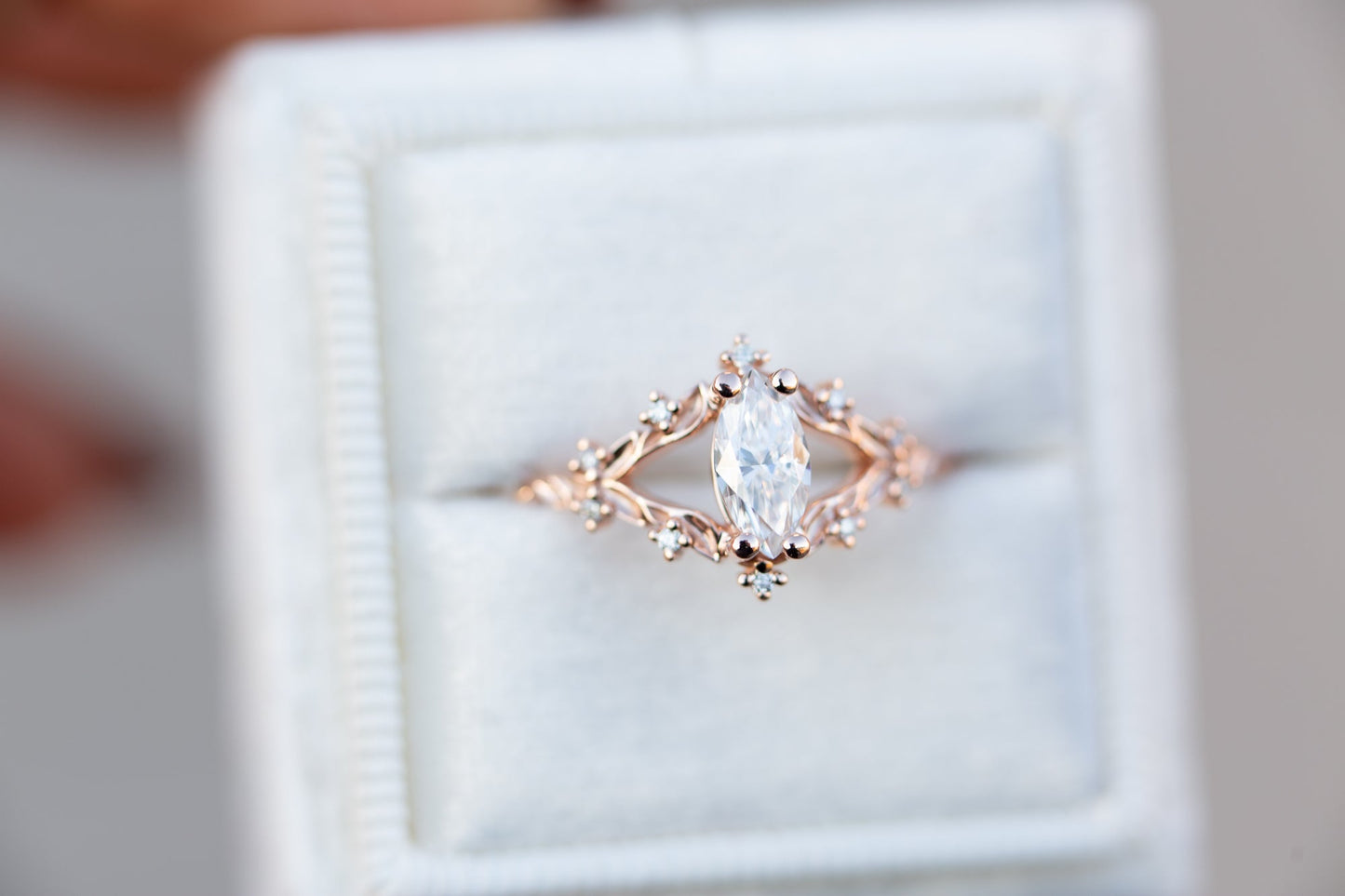 [Oramore Jewelry]Briar rose with marquise moissanite