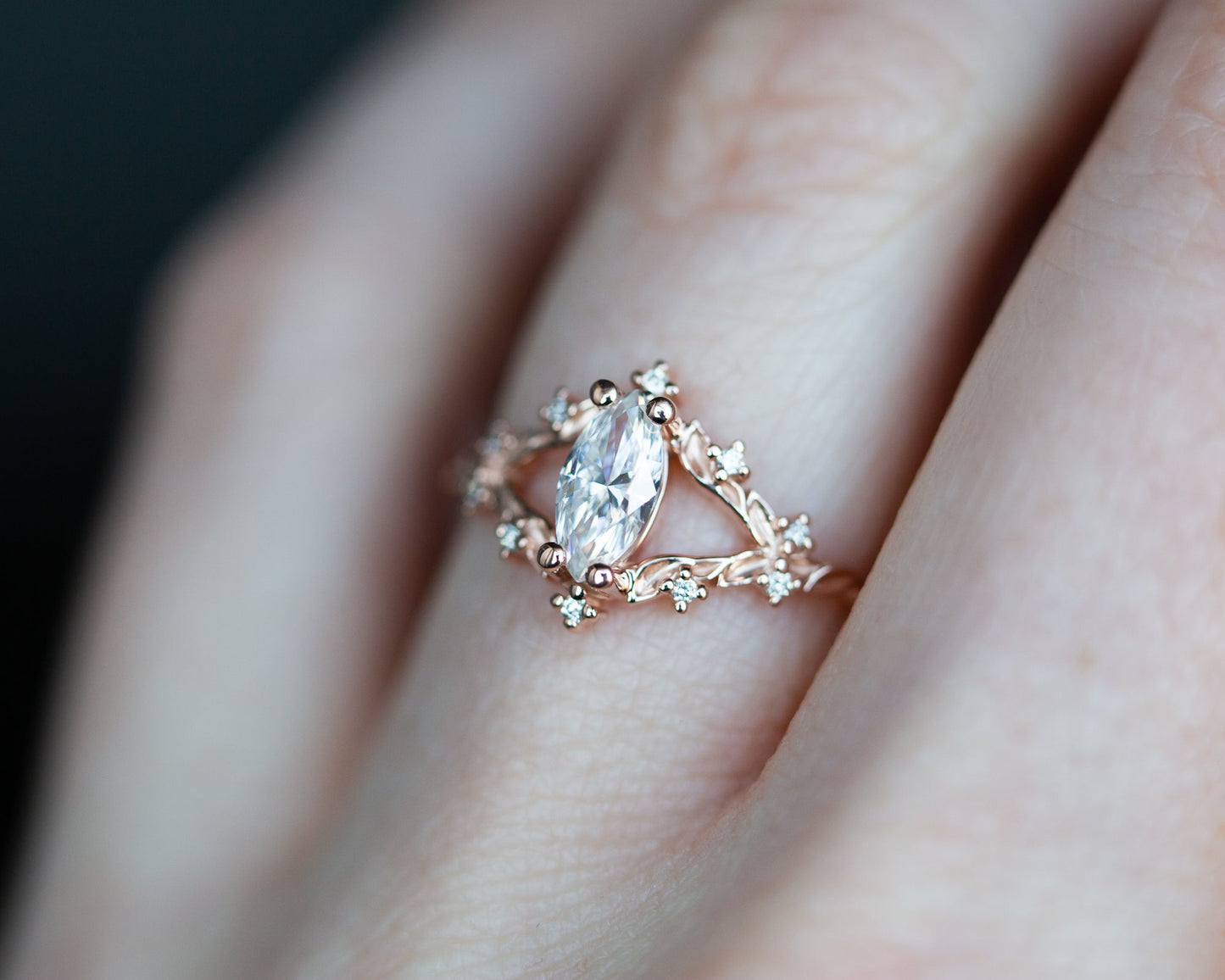 [Oramore Jewelry]Briar rose with marquise moissanite